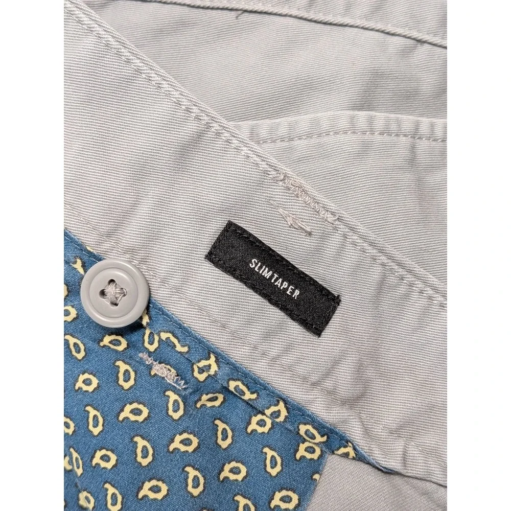 BONOBOS Pants Men's Gray 36x32 Slim Taper Chinos Cotton Blend Office Preppy